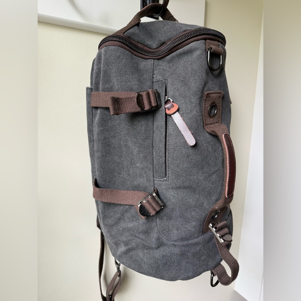 LUXUR Backpack Duffel‎ Bag Travel Luggage Gray Gorpcore Classic School Hiking - Picture 2 of 7